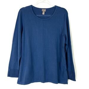 Chico's Blue Long Sleeve Sweater Lightweight Scoop Neck Chicos 2/Womens US Large